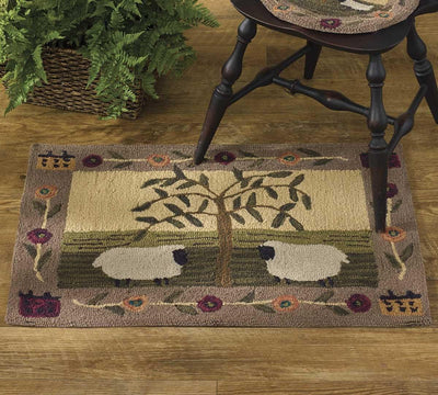 Willow and Sheep Hooked Rug - Park Designs
