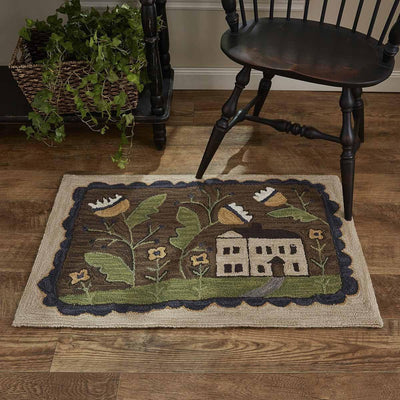 Whimsey Cottage Hooked Rug 2'x3'