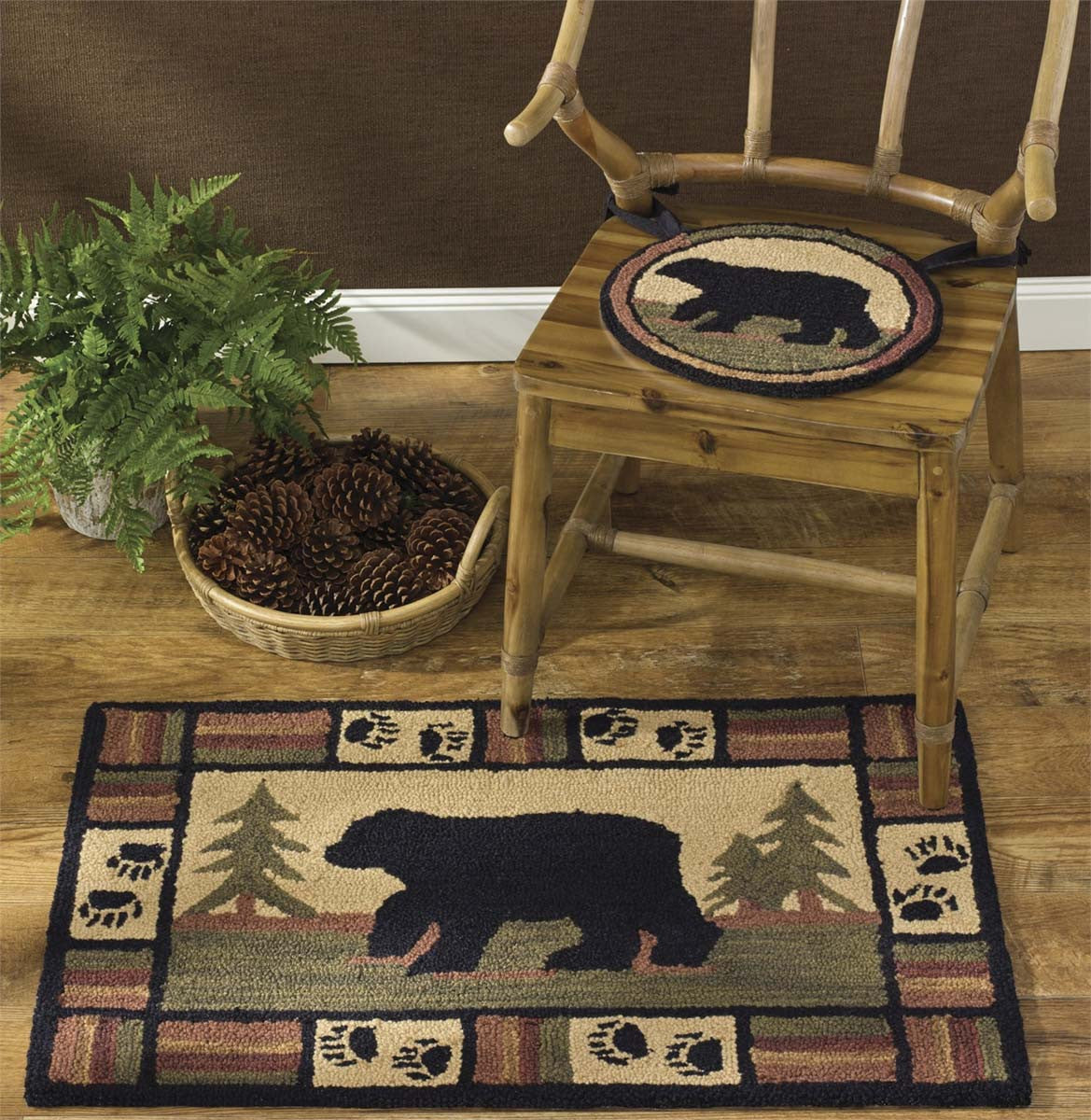 Adirondack Bear Hooked Rug - 2'x3' (24"x36") Park Designs