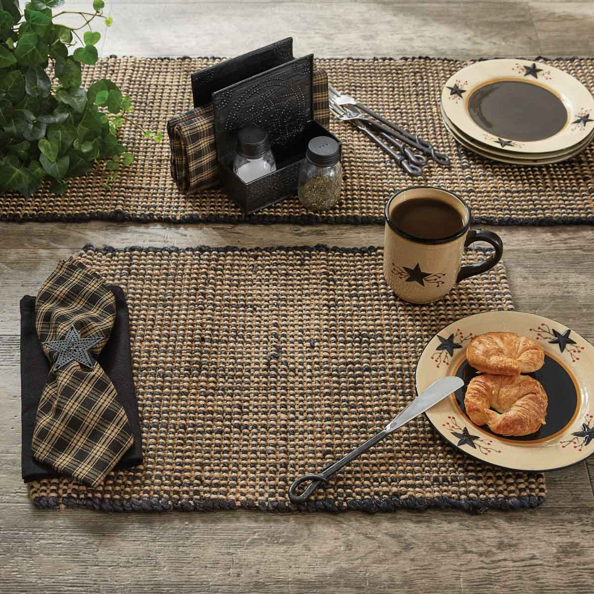 Jute Boucle Placemat - Black Set Of 6 Park Designs