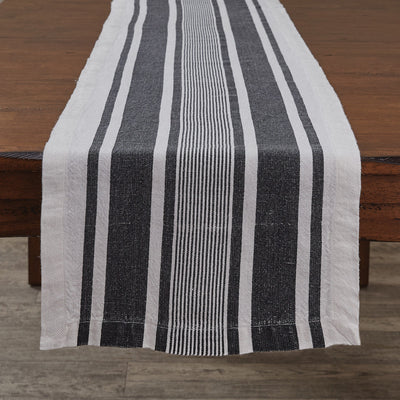 Bleach And Black Stripe Linen Table Runner - 60