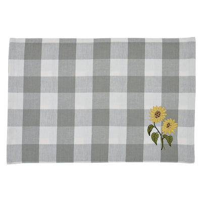 Wicklow Check Sunflower Embroidered Placemats - Set Of 6 Park Designs