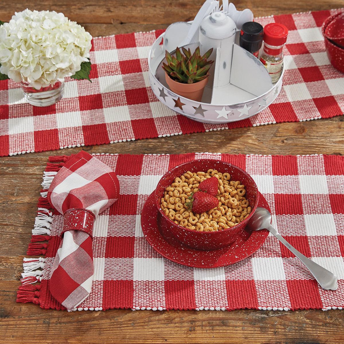 Wicklow Check Placemats - Red & Cream Set Of 6 Park Designs - The Fox Decor