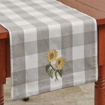 Wicklow Check Sunflower Embroidered Table Runner 54