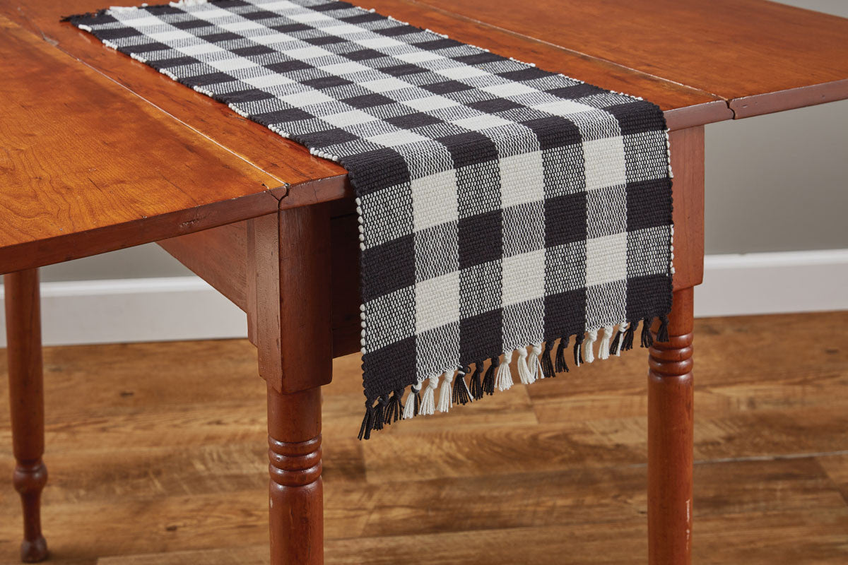 Wicklow Check Table Runner - Black & Cream 36" Park Designs