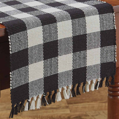 Wicklow Check Table Runner - Black & Cream 36