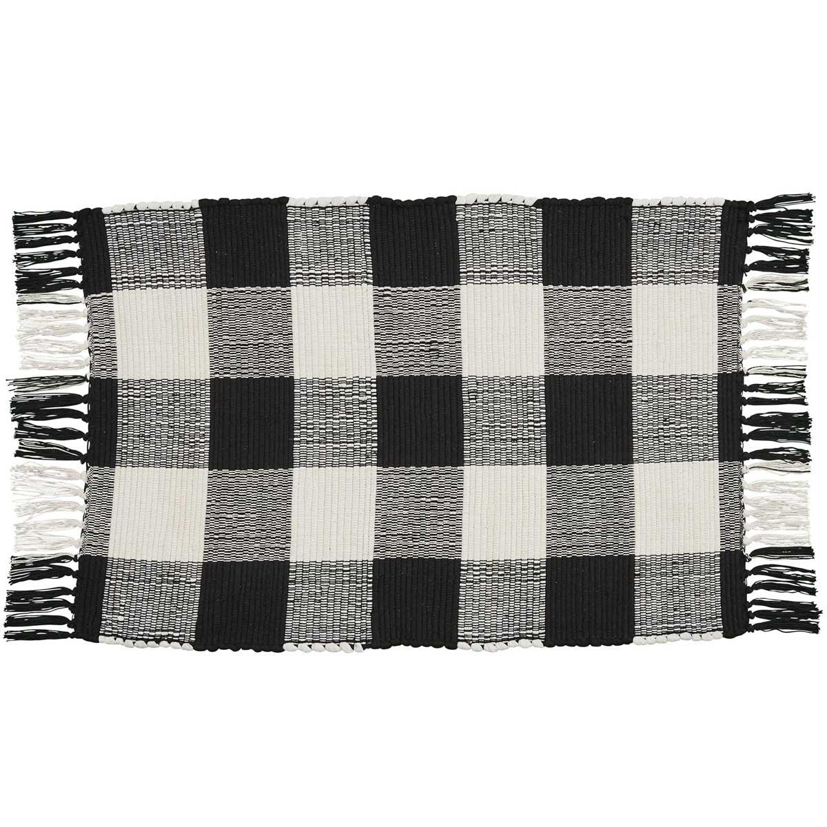 Wicklow Check Rag Rugs - Black & Cream - The Fox Decor