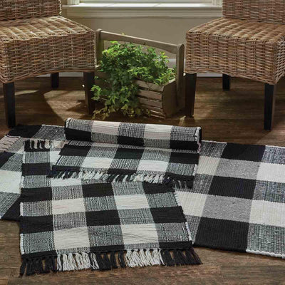 Wicklow Check Rag Rugs - Black & Cream