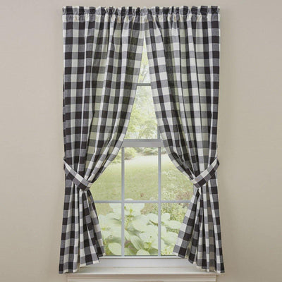 Wicklow Check Curtain Panels - Black & Cream 72x63 Unlined Park Designs