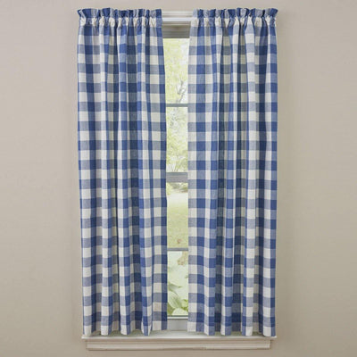 Wicklow Check Curtain Panels - China Blue 72x63 Unlined Park Designs