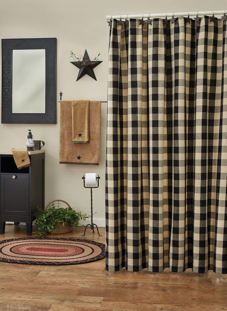 Wicklow Cotton Black, Brown Shower Curtain 72" x 72" Park Designs - The Fox Decor