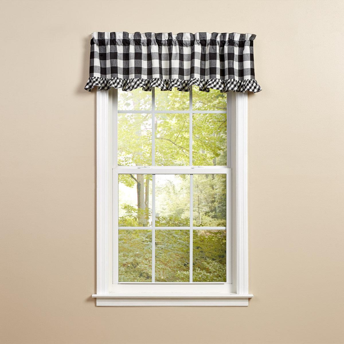 Wicklow Ruffled Valance 14" L - Black/Cream Park designs - The Fox Decor