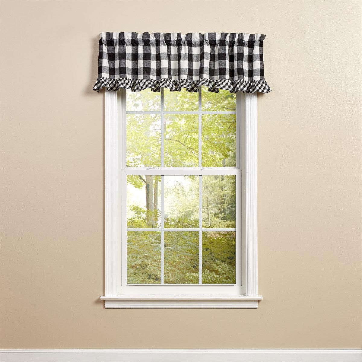 Wicklow Ruffled Valance 14" L - Black/Cream Park designs - The Fox Decor