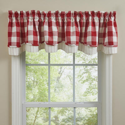 Wicklow Check Valance - Lined Layered Red & Cream Park Designs