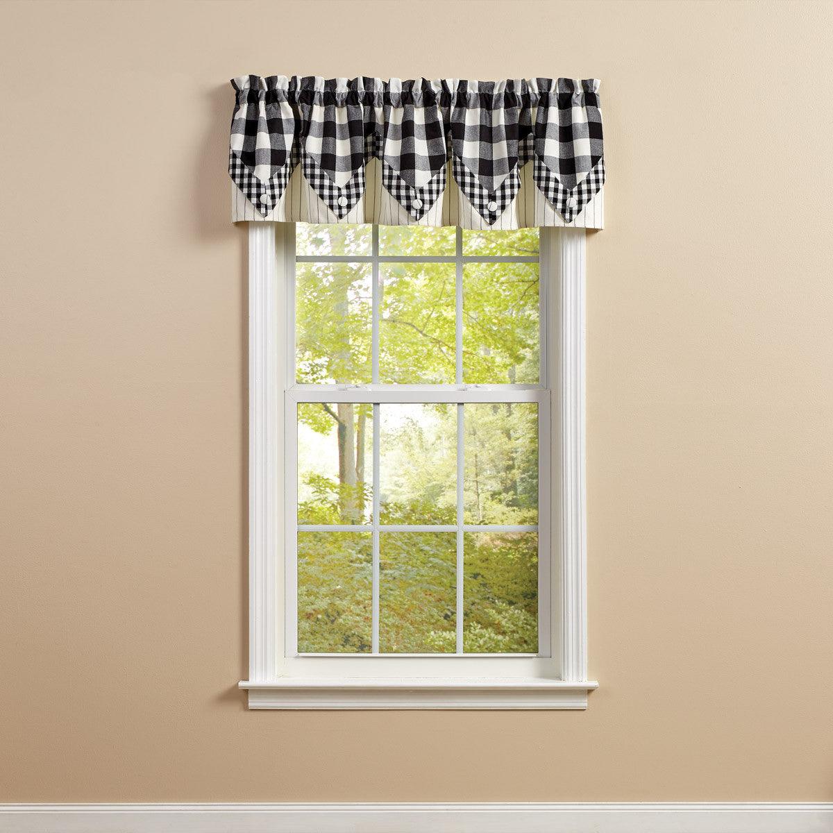 Wicklow Lined Point Valance 15" L - Black/Cream Park designs - The Fox Decor