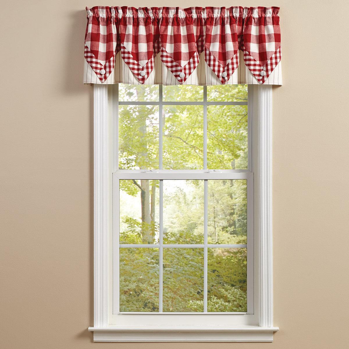 Wicklow Lined Point Valance 15" L - Red Park designs - The Fox Decor