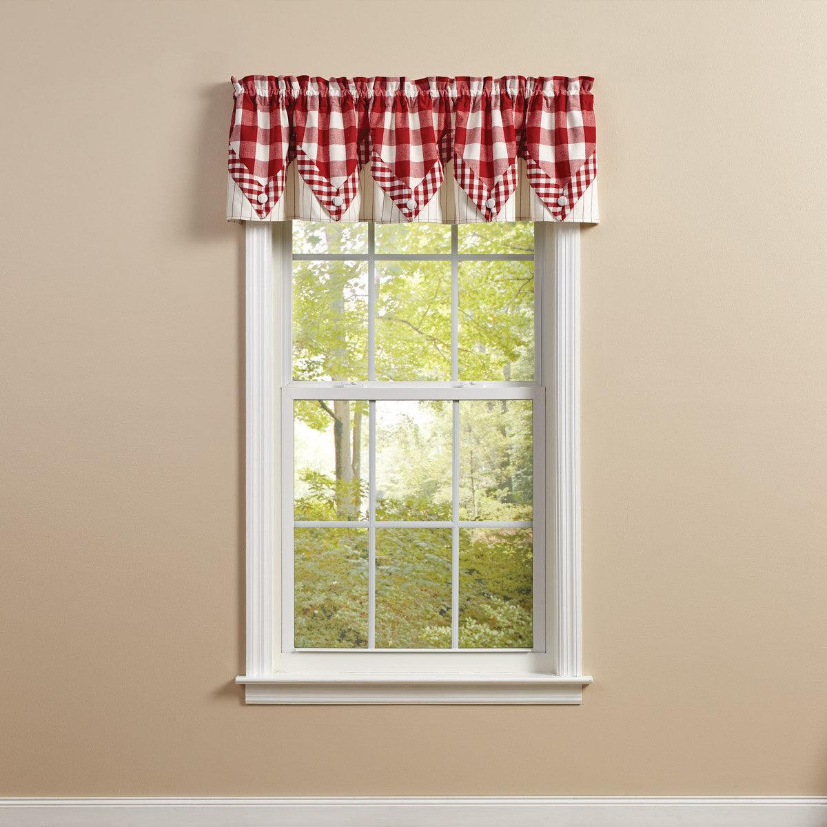 Wicklow Lined Point Valance 15" L - Red Park designs - The Fox Decor