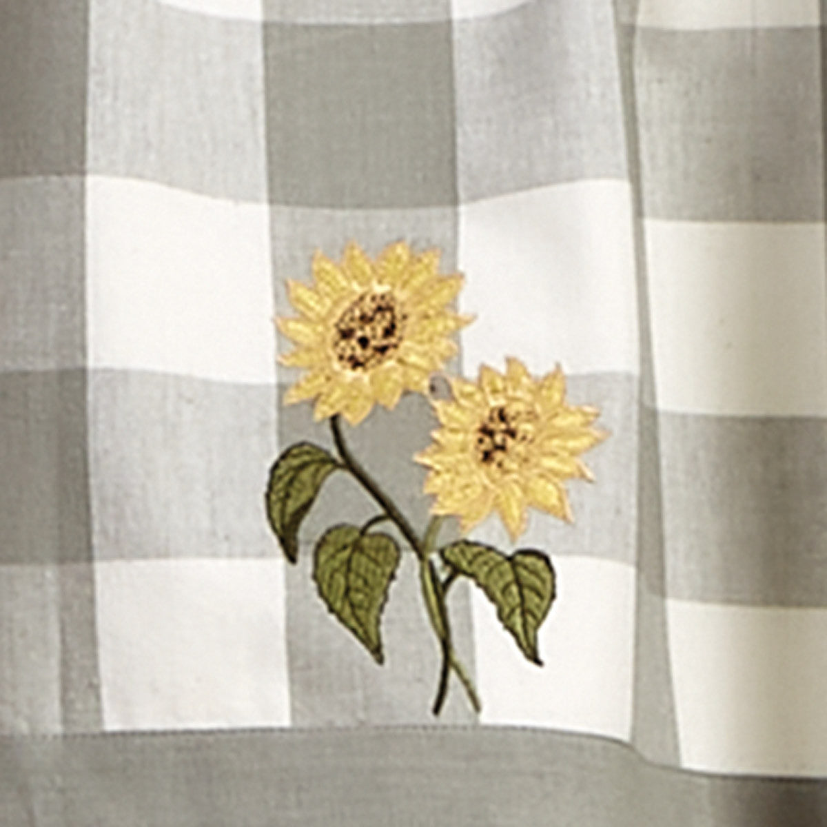 Wicklow Check Sunflower Embroidered Lined Valance Curtains 14" L - Park Designs