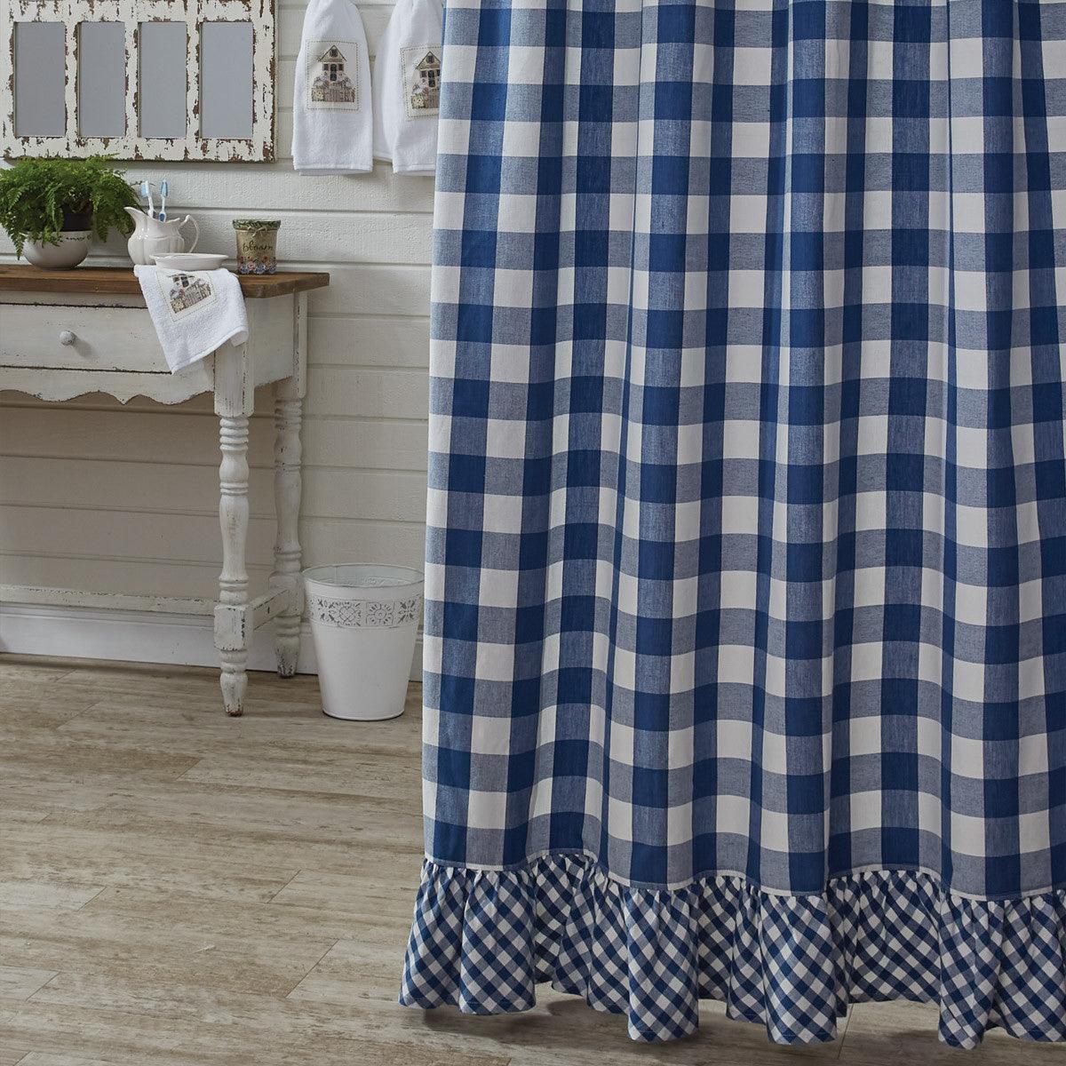 Wicklow Ruffled Shower Curtain - China Blue Park Designs - The Fox Decor