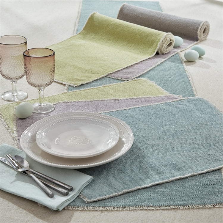 Frayed Edge Placemat - Aqua Set Of 6 Park Designs