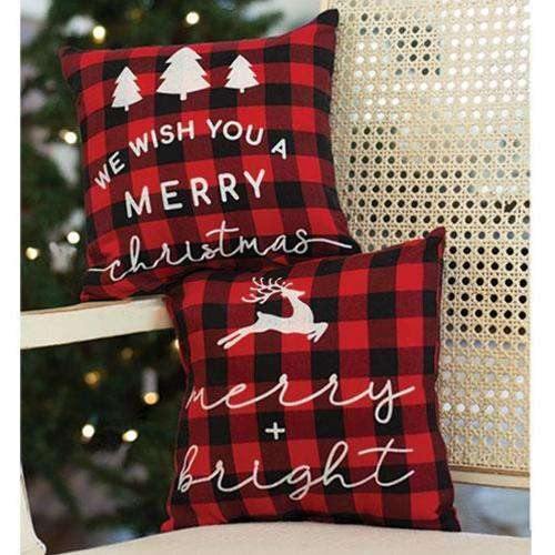 Merry Christmas Buffalo Check Pillow - The Fox Decor