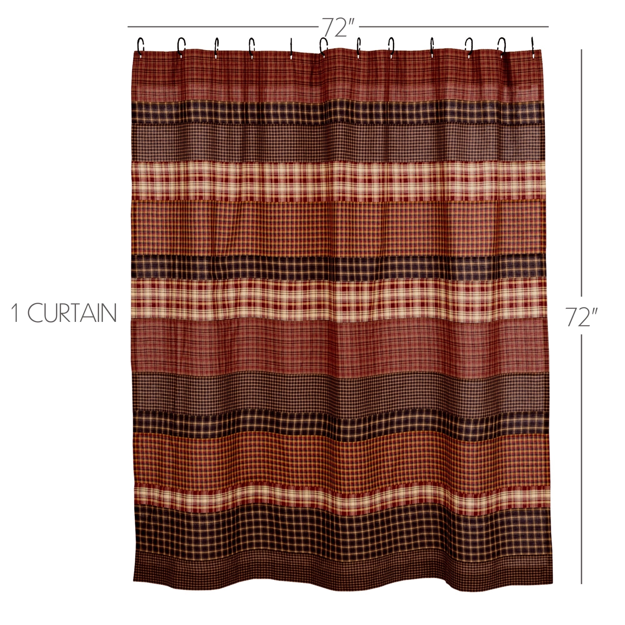 Beckham Horizontal Striped Patchwork Shower Curtain 72"x72" VHC Brand