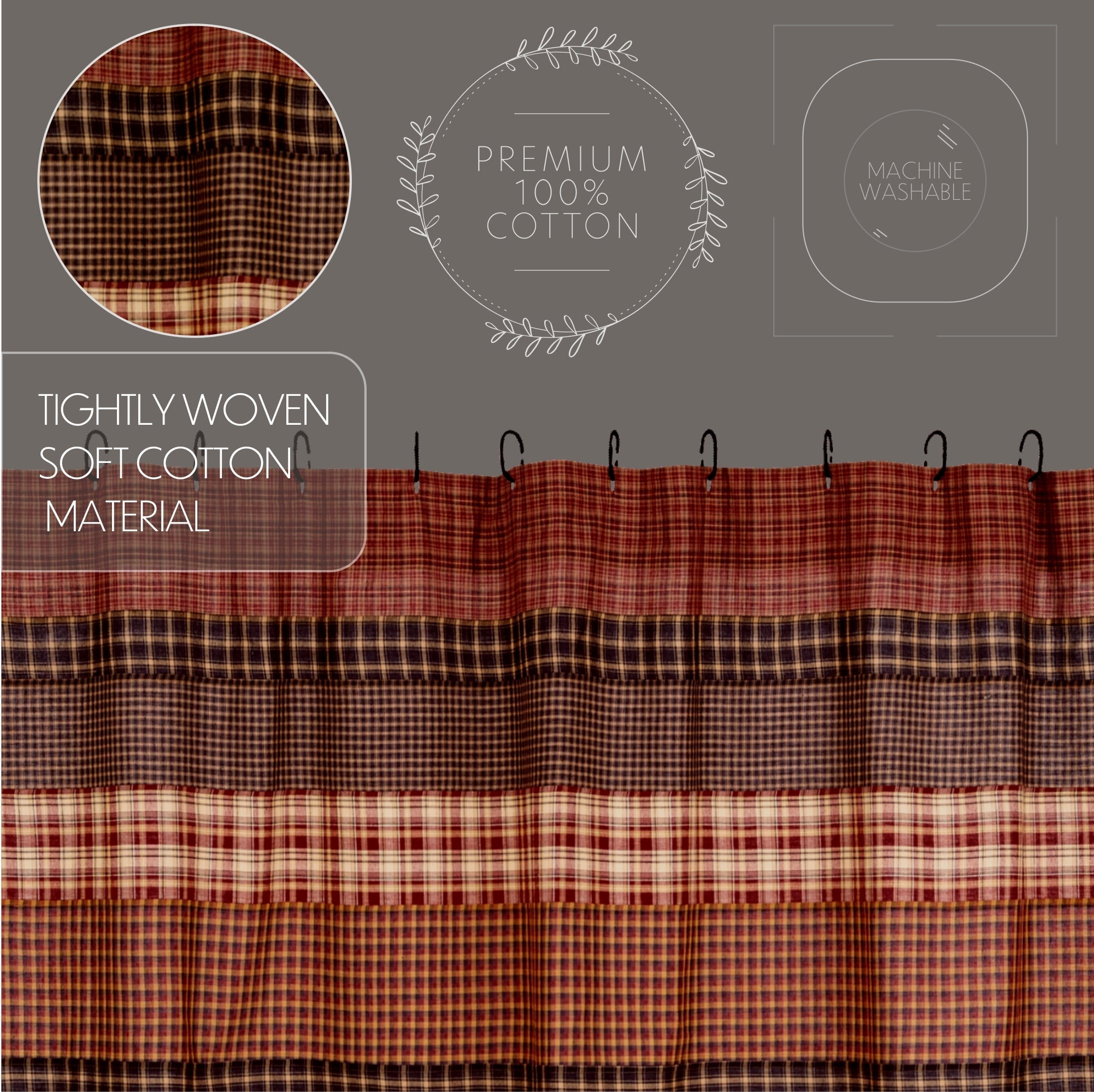 Beckham Horizontal Striped Patchwork Shower Curtain 72"x72" VHC Brand