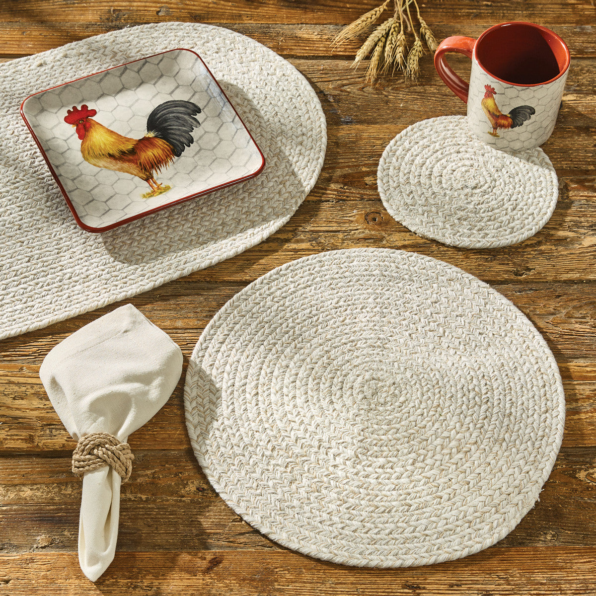 Spice Bin Braided Table Runner 54"L - Sea Salt Set of 2 Park Designs