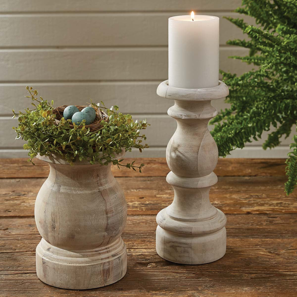 Jenny Candlestick White Washed - Tall Park Designs