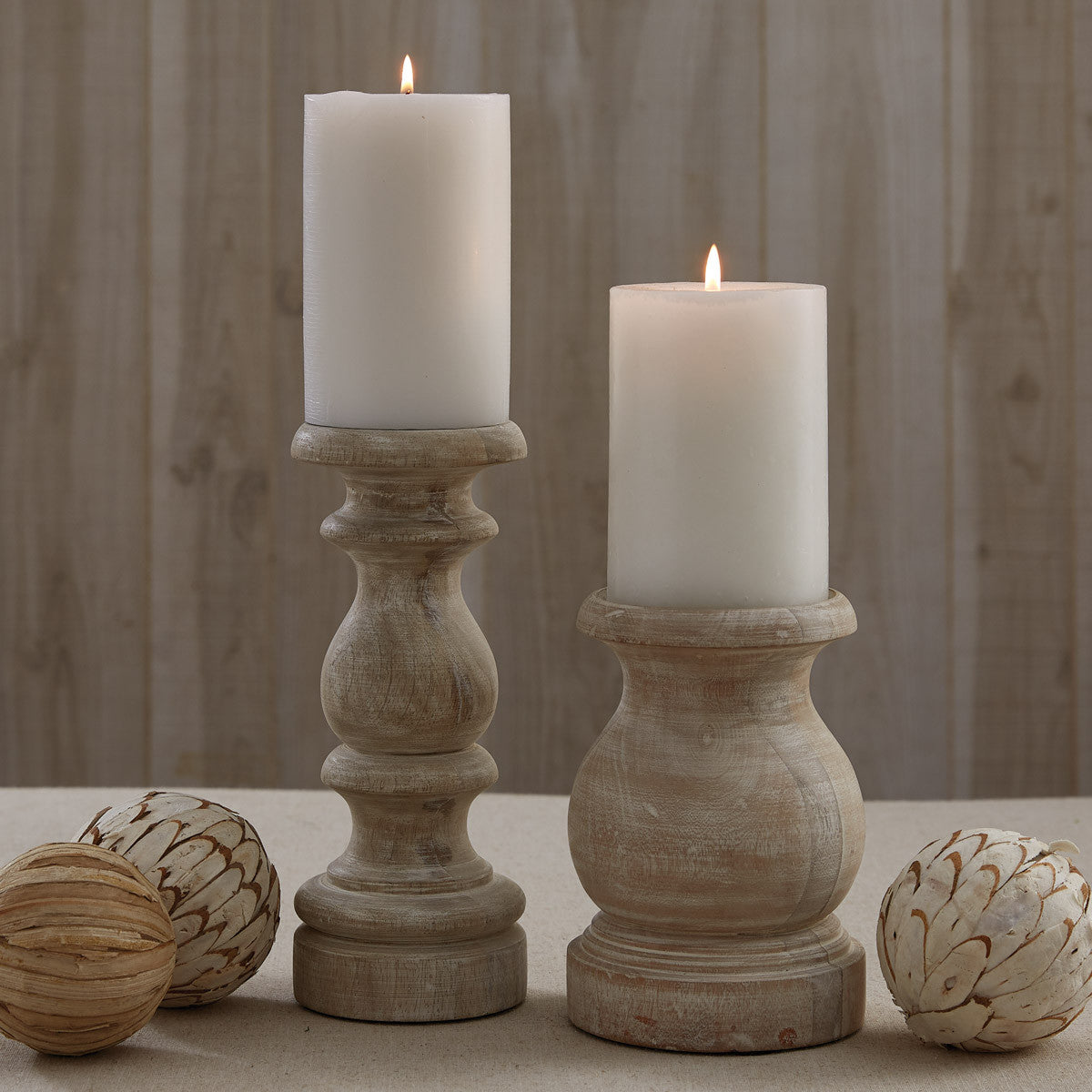 Jenny Candlestick White Washed - Tall Park Designs