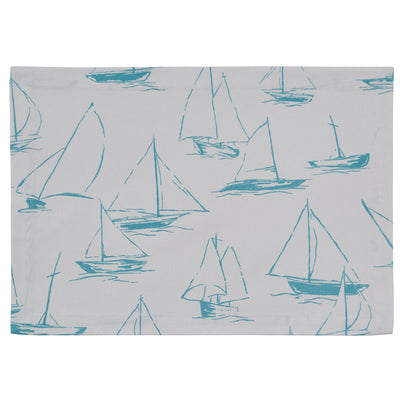 Sky Blue Sailboat On White Placemat - Set Of 6 Park Designs