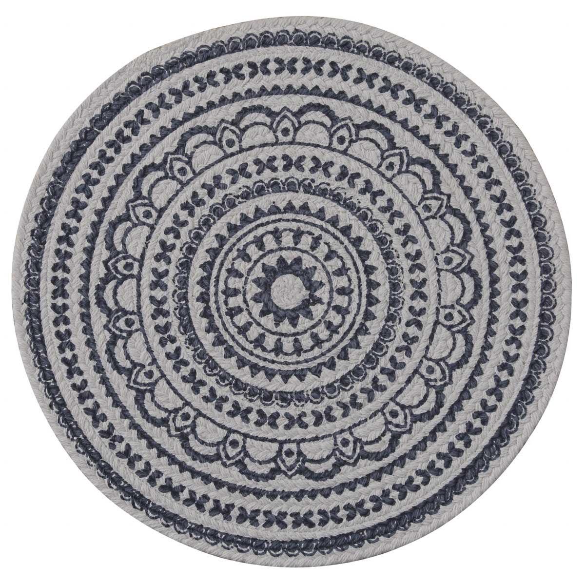 Zuri Medallion Printed Round Placemat - Navy Set Of 6 Park Designs - The Fox Decor