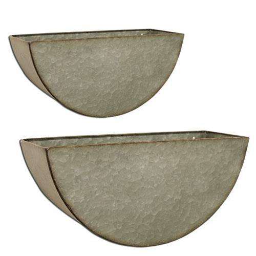 2/Set, Galvanized Half-Circle Wall Buckets New In August CWI+ 