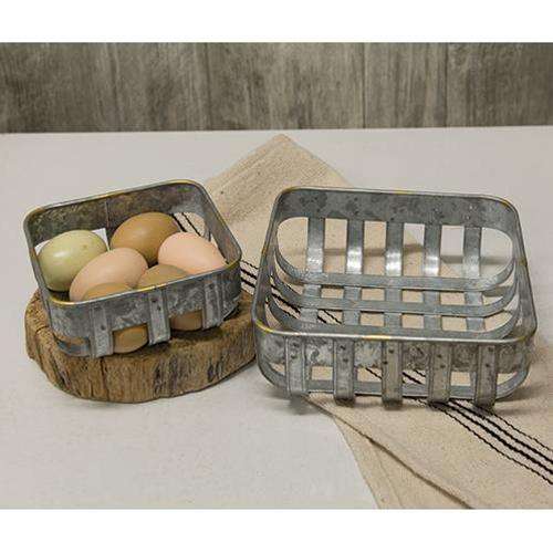 2/Set Washed Galvanized Metal Baskets Baskets CWI+ 