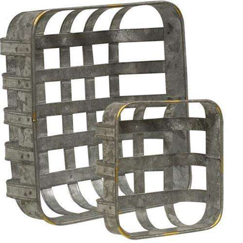 2/Set Washed Galvanized Metal Baskets Baskets CWI+ 