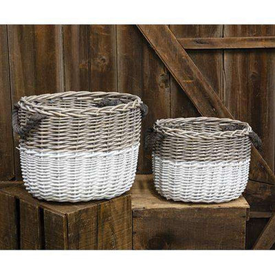2/Set, White Dipped Grain Baskets