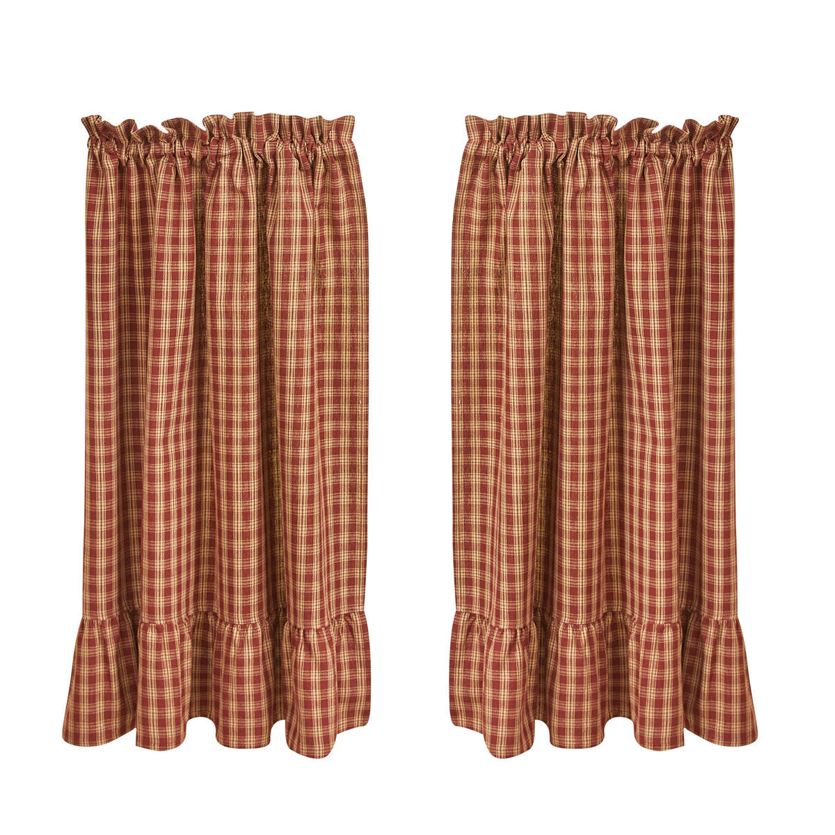 Sturbridge Plaid Ruffle Tiers - Wine 72x36 Park Designs