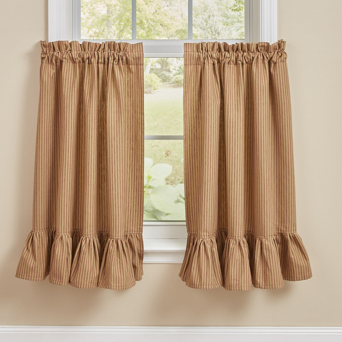 Sturbridge Ticking Ruffle Tiers - Wine 72x36 Park Designs