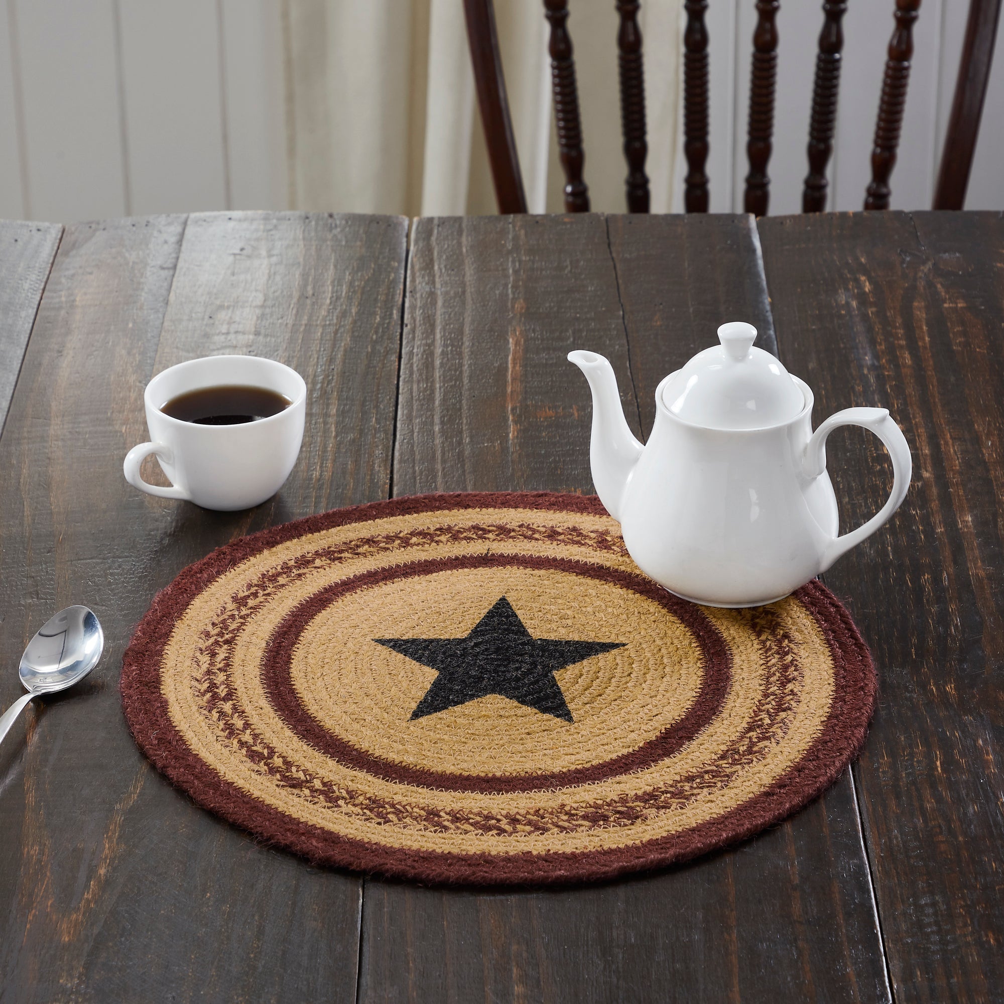 Potomac Jute Braided Trivet Stencil Star 15" VHC Brands