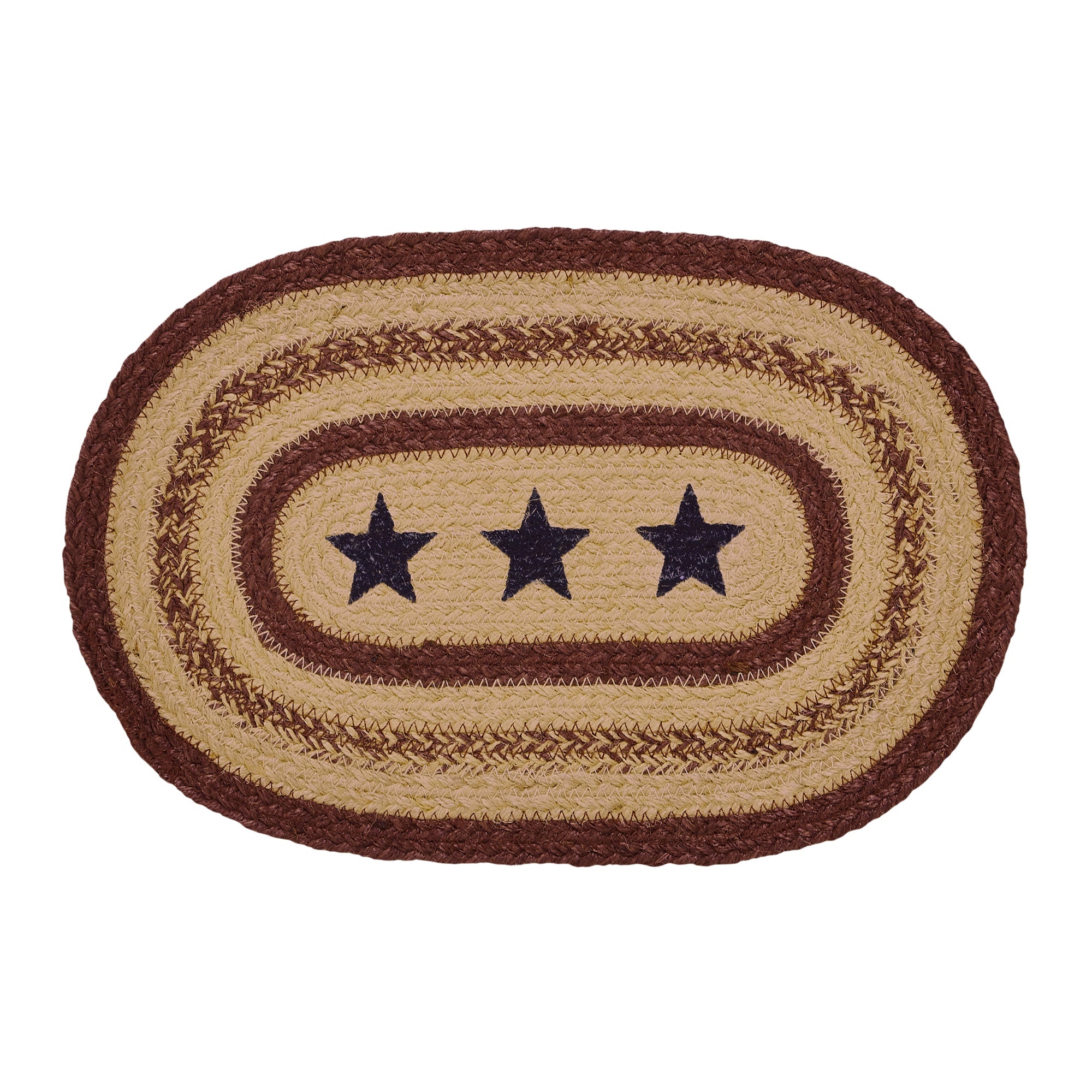 Potomac Jute Braided Placemat Stencil Stars 10"x15" VHC Brands