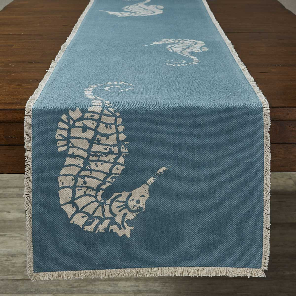 Seahorse Print Table Runner - 72"L - Aqua Park Designs