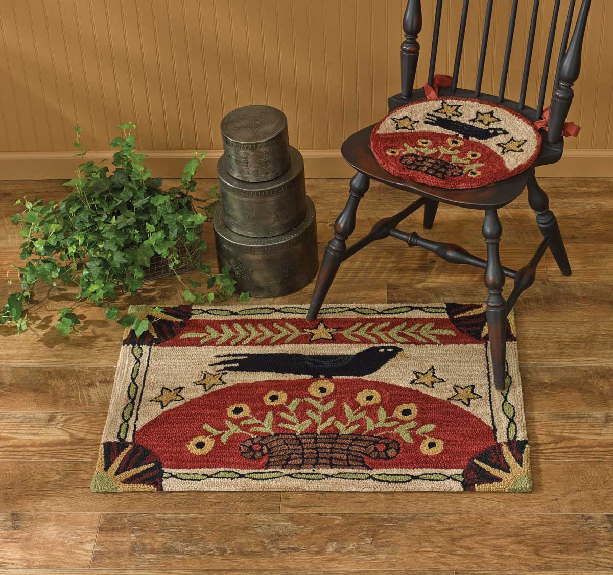 Folk Crow Hooked Rug - 24" x 36" Park Designs