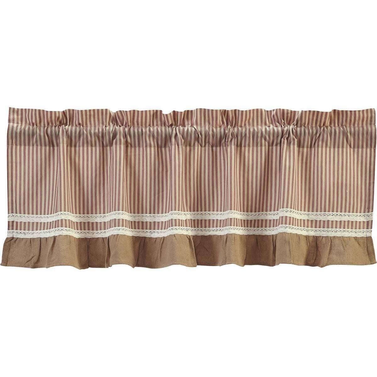 Kendra Stripe Red Valance Curtain 19x60 - The Fox Decor