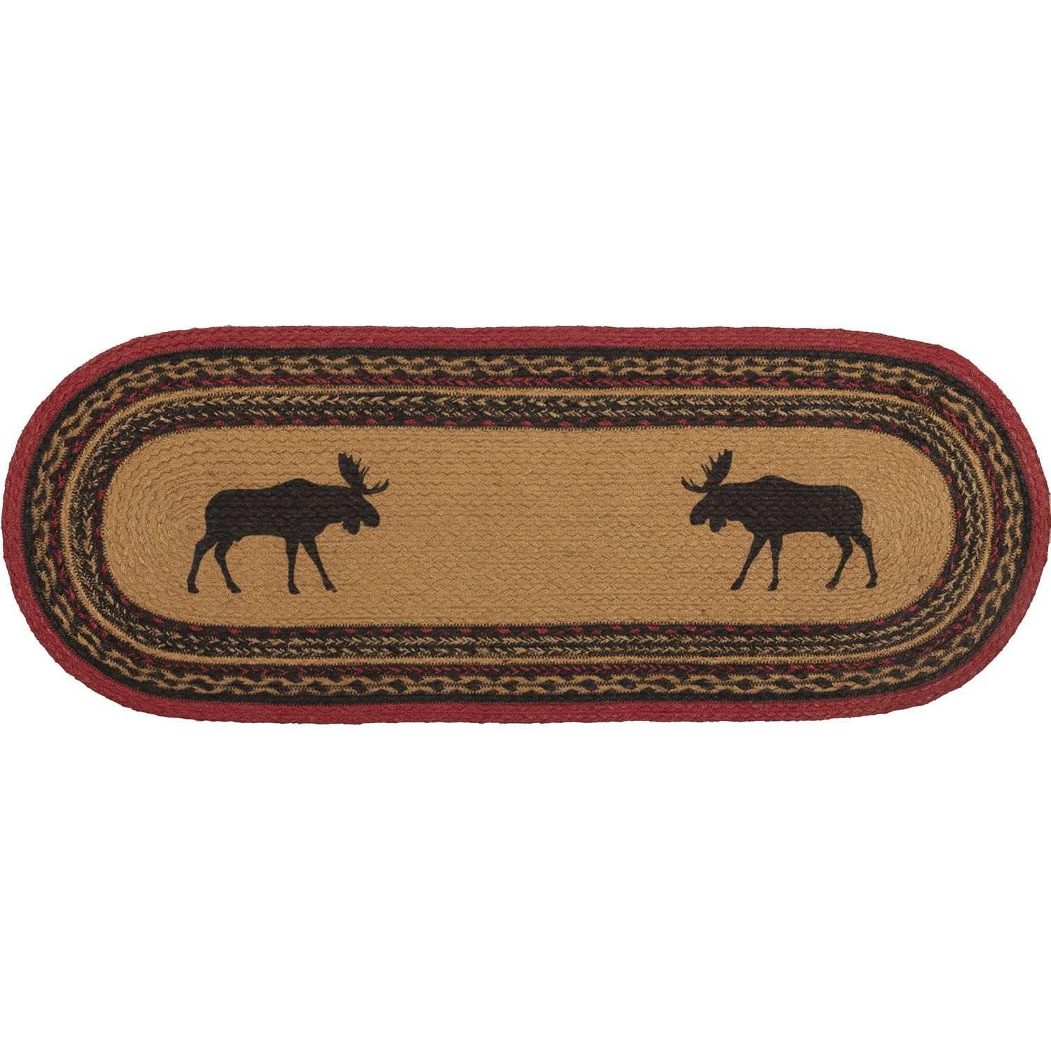 Cumberland Stenciled Moose Jute Runner Oval 13x36 VHC Brands - The Fox Decor