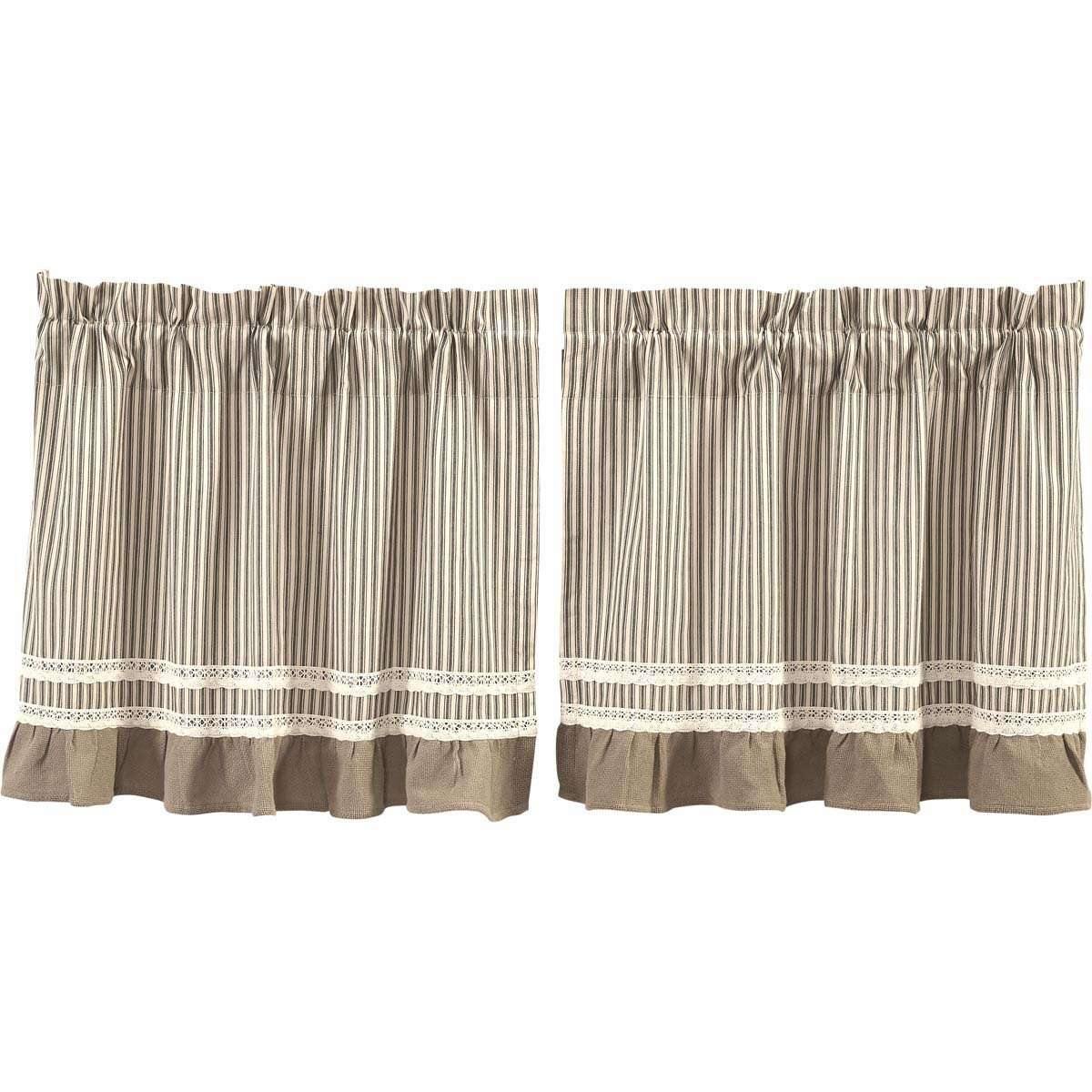 Kendra Stripe Black Tier Curtain Set of 2 L24xW36 - The Fox Decor