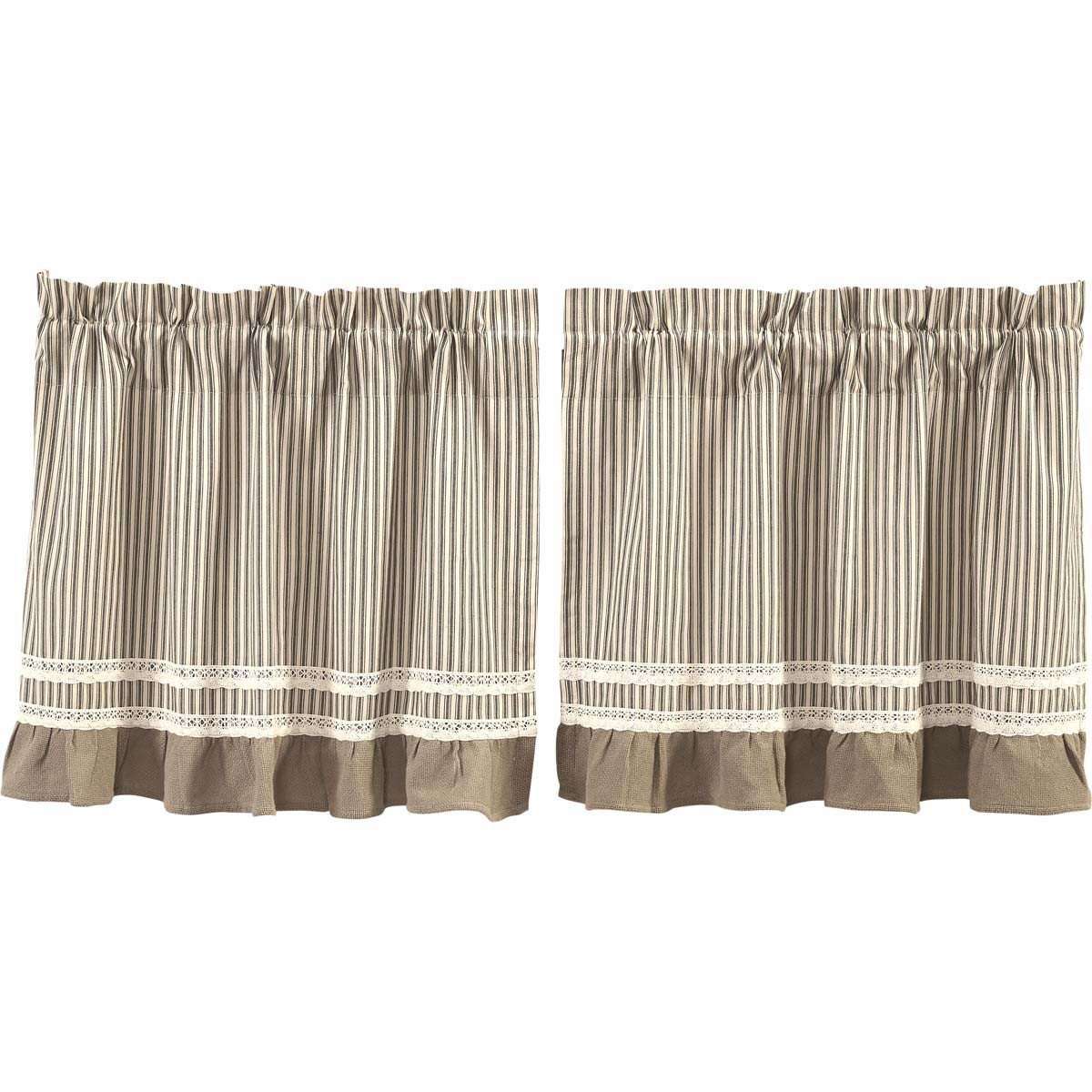 Kendra Stripe Black Tier Curtain Set VHC Brands - The Fox Decor