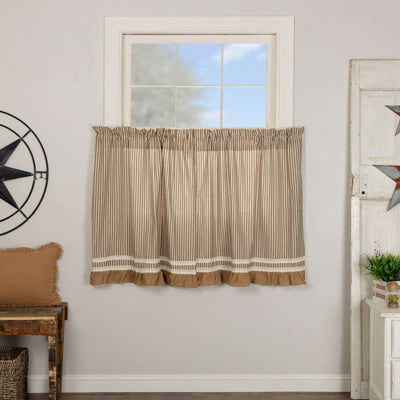 Kendra Stripe Black Tier Curtain Set VHC Brands