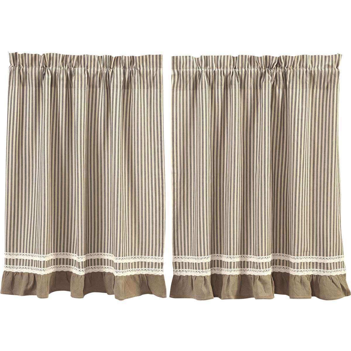 Kendra Stripe Black Tier Curtain Set VHC Brands - The Fox Decor