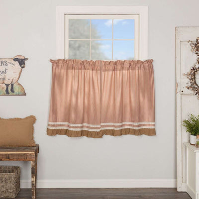Kendra Stripe Red Tier Curtain VHC Brands
