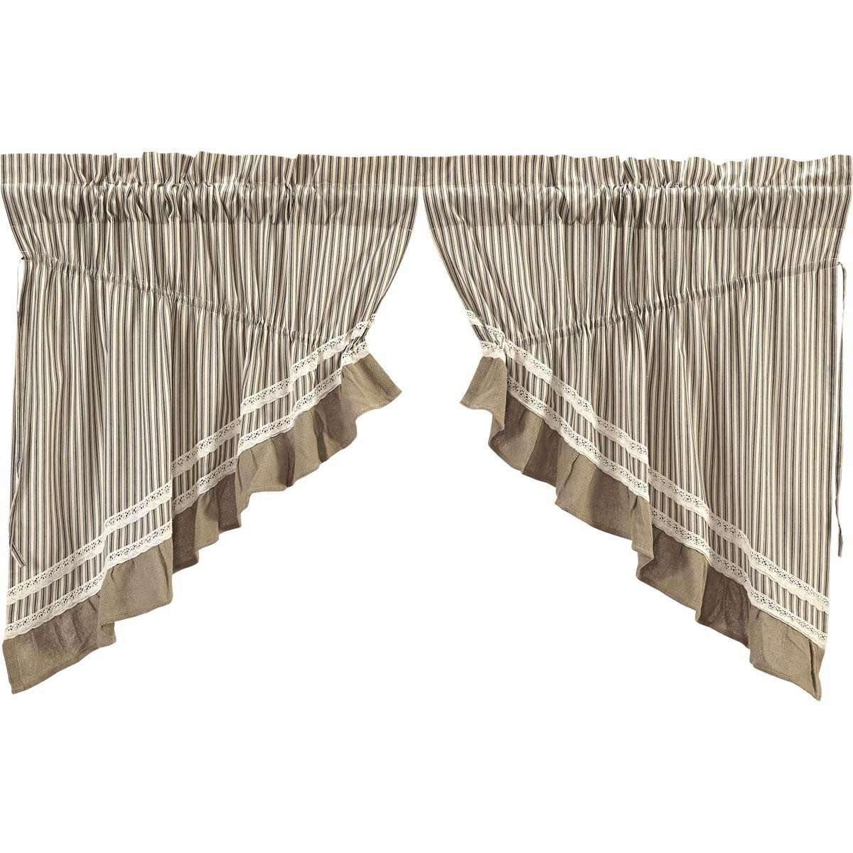 Kendra Stripe Prairie Swag Curtain Set VHC Brands black online
